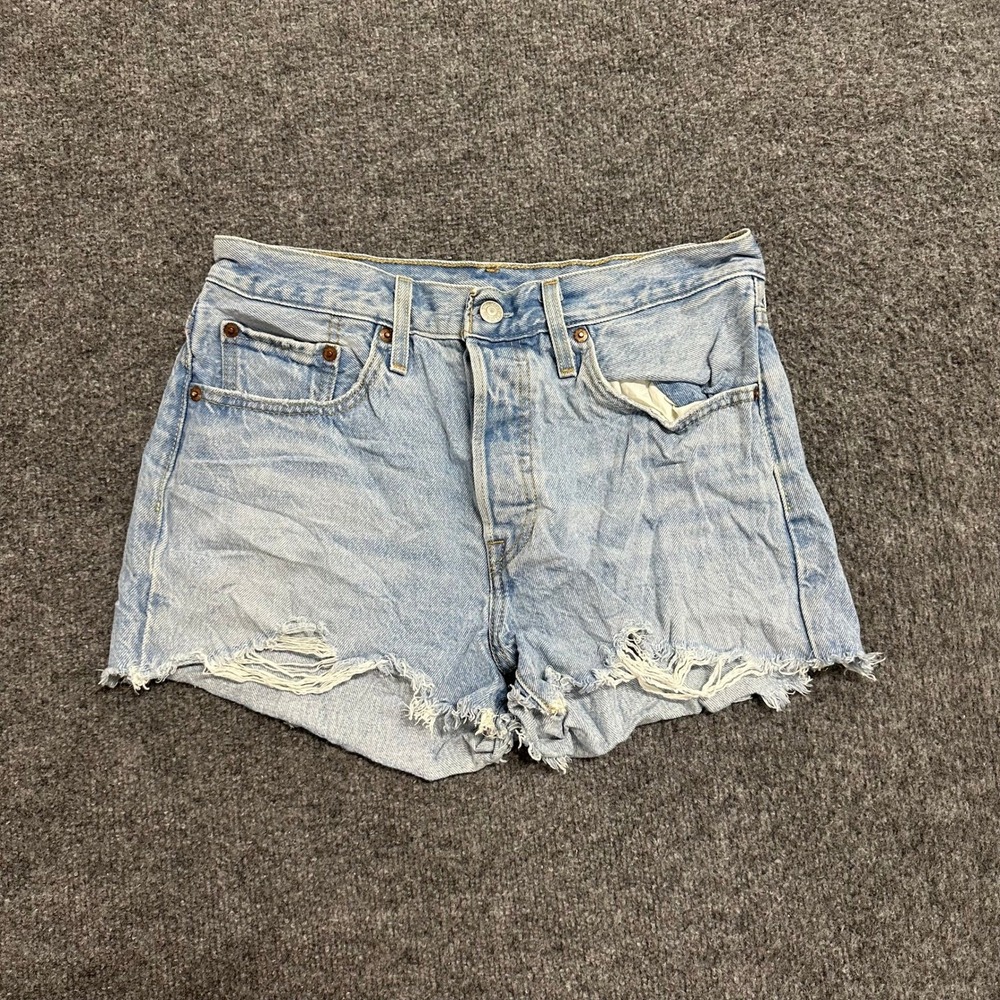 Levi's Shorts Womens Size 30 Light Wash 501 Distressed Cutoff Denim Cotton